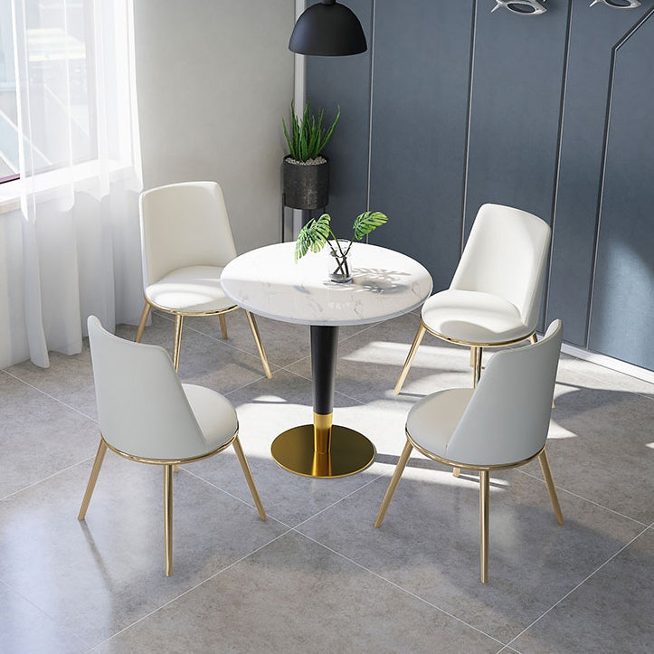 Round Marble Dinette Table Traditional Luxury Dinner Room Table for Indoor