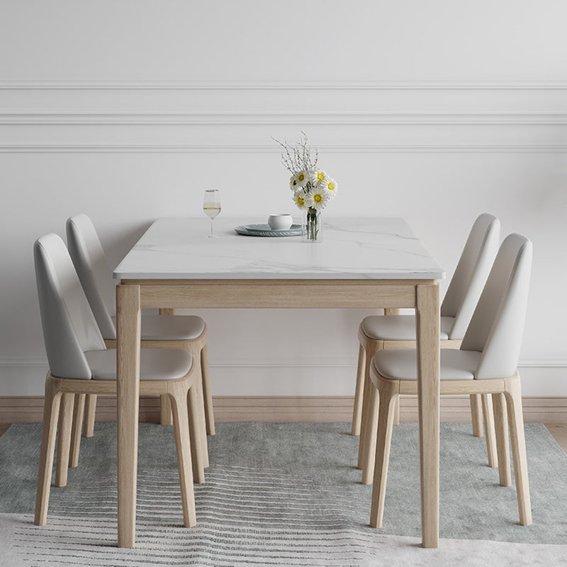 Witte bovenste eettafel Moderne vaste houten eettafel met 4 houten benen
