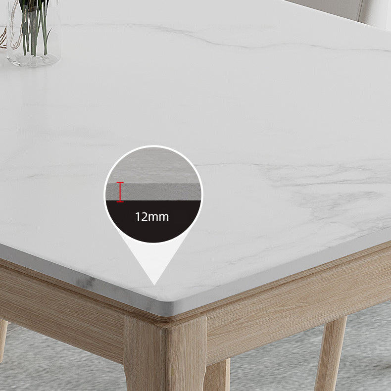 Witte bovenste eettafel Moderne vaste houten eettafel met 4 houten benen