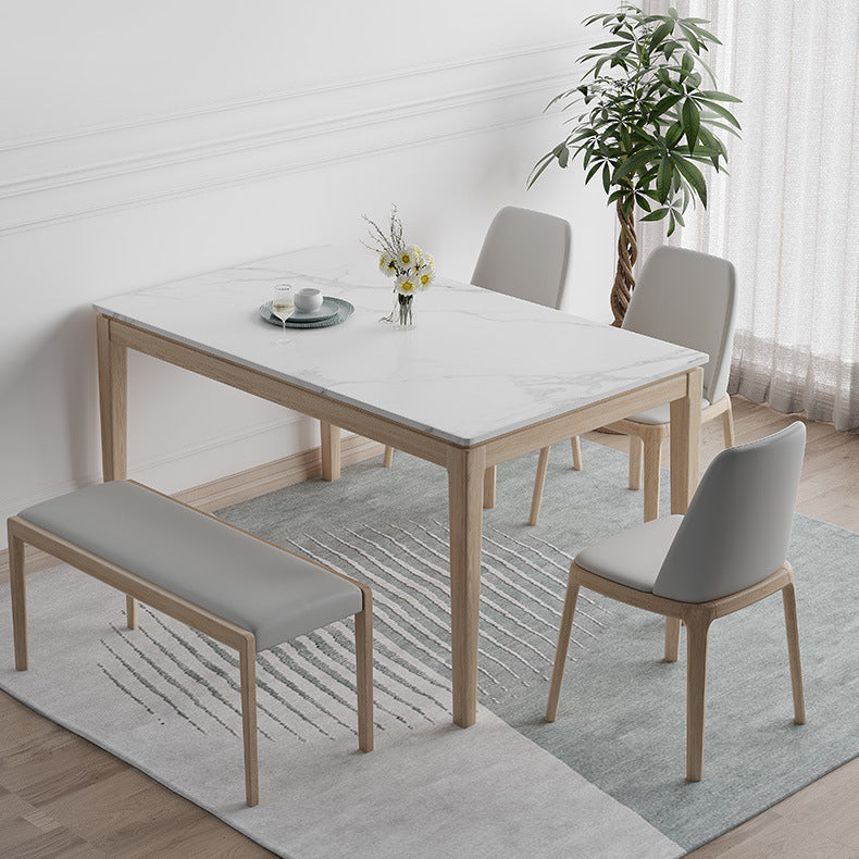 Witte bovenste eettafel Moderne vaste houten eettafel met 4 houten benen