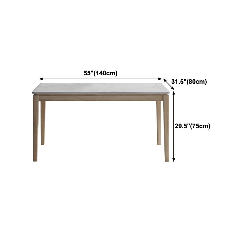 Witte bovenste eettafel Moderne vaste houten eettafel met 4 houten benen