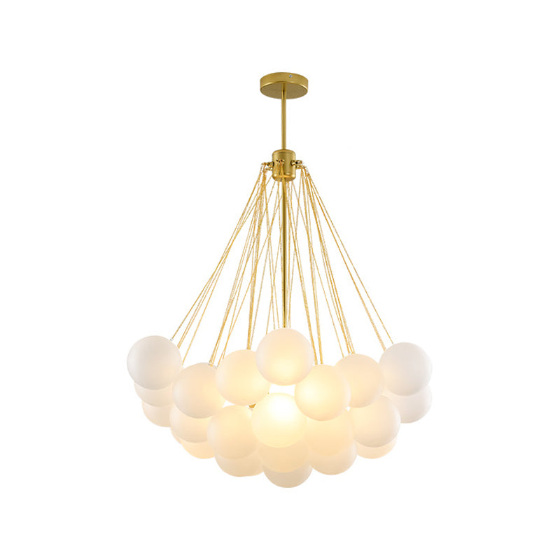 Metal Chandelier Light Fixtures Modern Globe Hanging Pendant Lamps with White Glass Ball