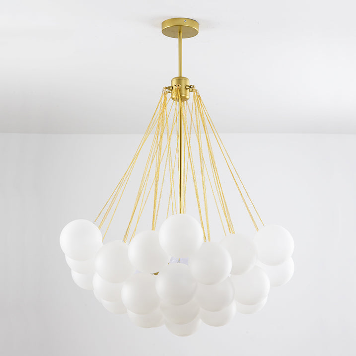 Metal Chandelier Light Fixtures Modern Globe Hanging Pendant Lamps with White Glass Ball