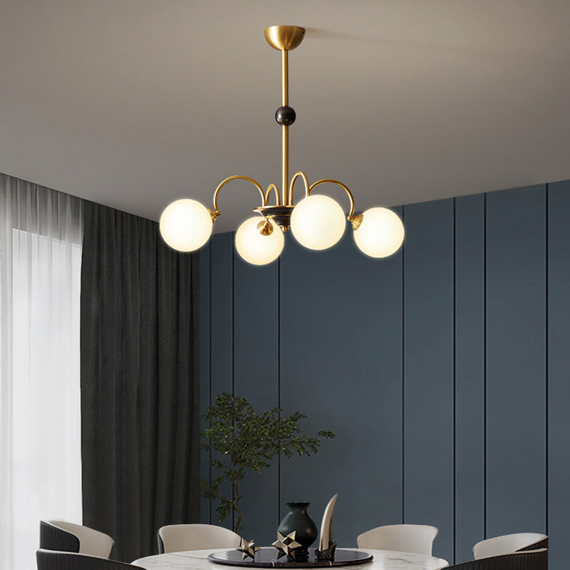 Gold Chandelier Light Fixtures Modern Multi-Head Hanging Pendant Lamps with Glass Shade
