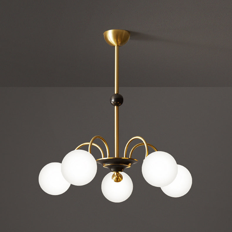 Gold Chandelier Light Fixtures Modern Multi-Head Hanging Pendant Lamps with Glass Shade