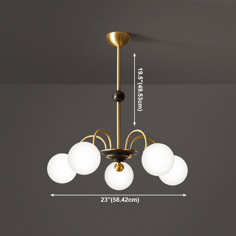 Gold Chandelier Light Fixtures Modern Multi-Head Hanging Pendant Lamps with Glass Shade