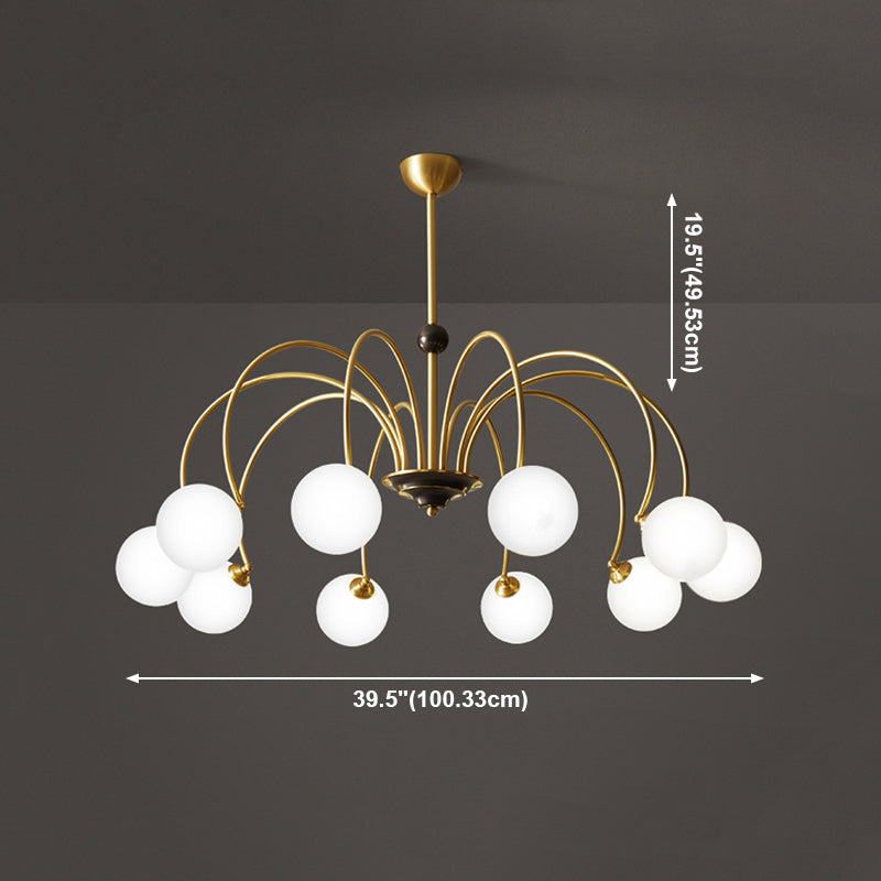 Gold Chandelier Light Fixtures Modern Multi-Head Hanging Pendant Lamps with Glass Shade