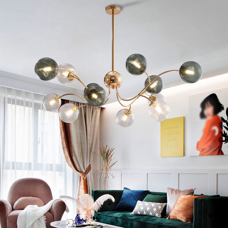 Metal Chandelier Light Fixtures Modern Multi-Head Globe Pendant Lamp for Living Room