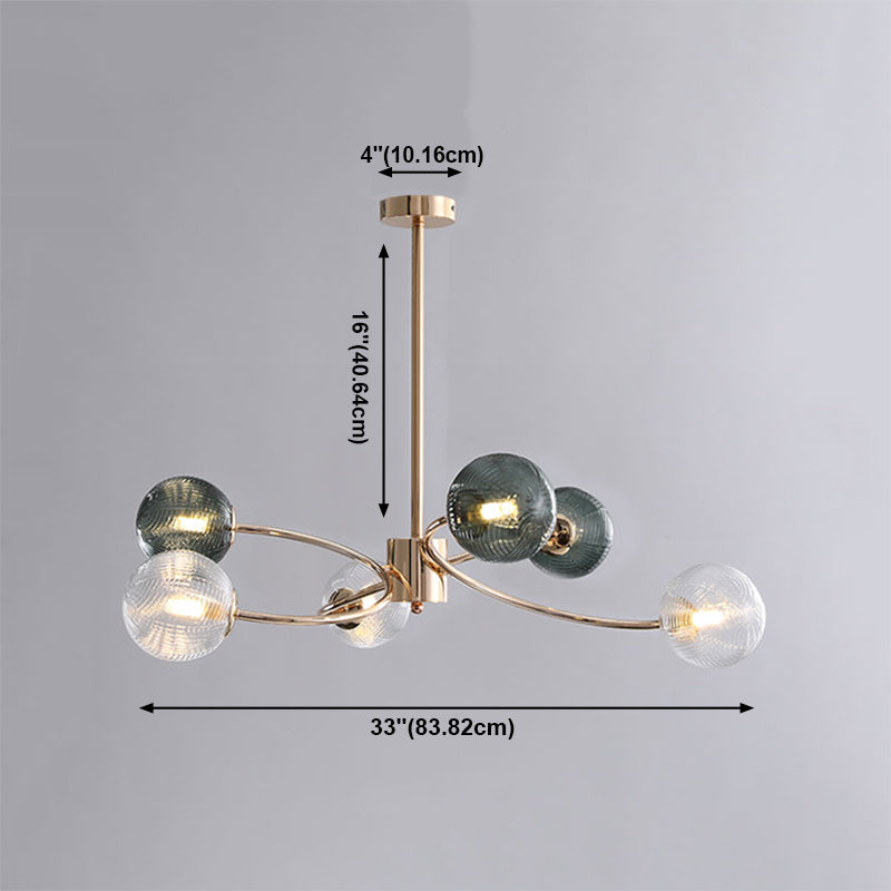 Metal Chandelier Light Fixtures Modern Multi-Head Globe Pendant Lamp for Living Room