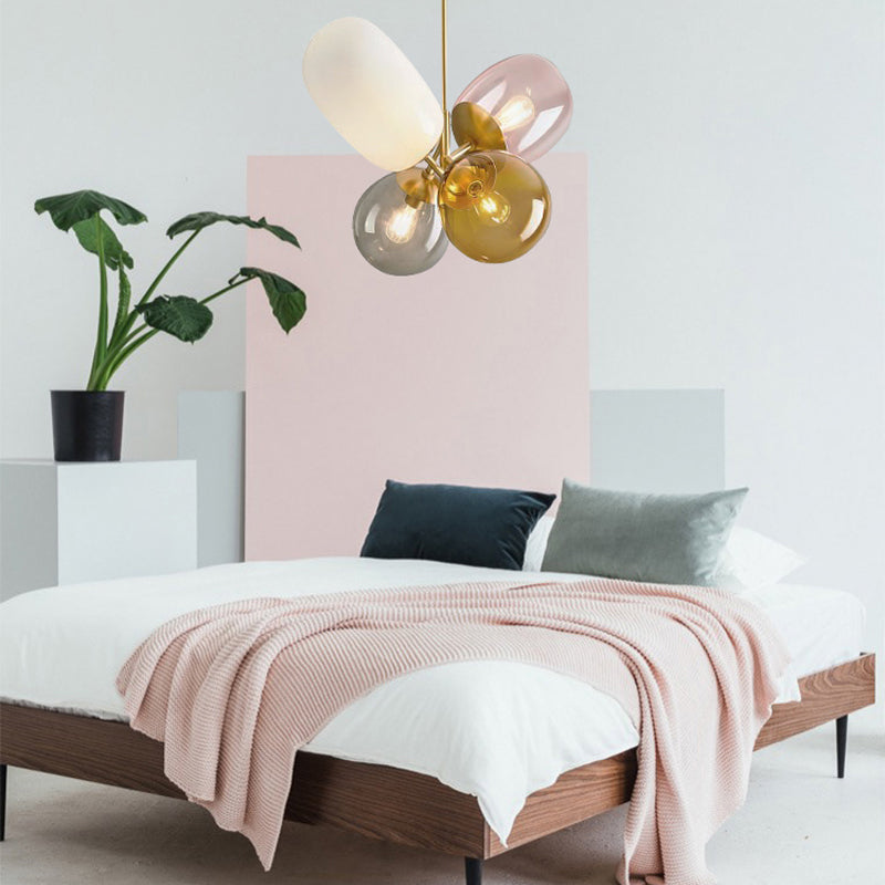 Gold Chandelier Light Fixtures Modern 4-Head Hanging Pendant Lamps for Living Room