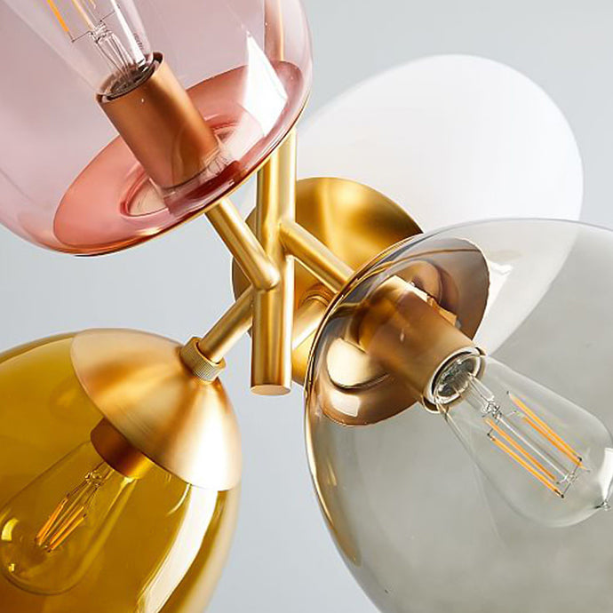 Gold Chandelier Light Fixtures Modern 4-Head Hanging Pendant Lamps for Living Room