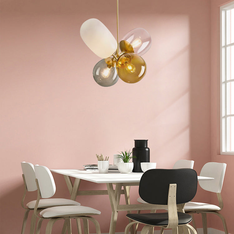 Gold Chandelier Light Fixtures Modern 4-Head Hanging Pendant Lamps for Living Room