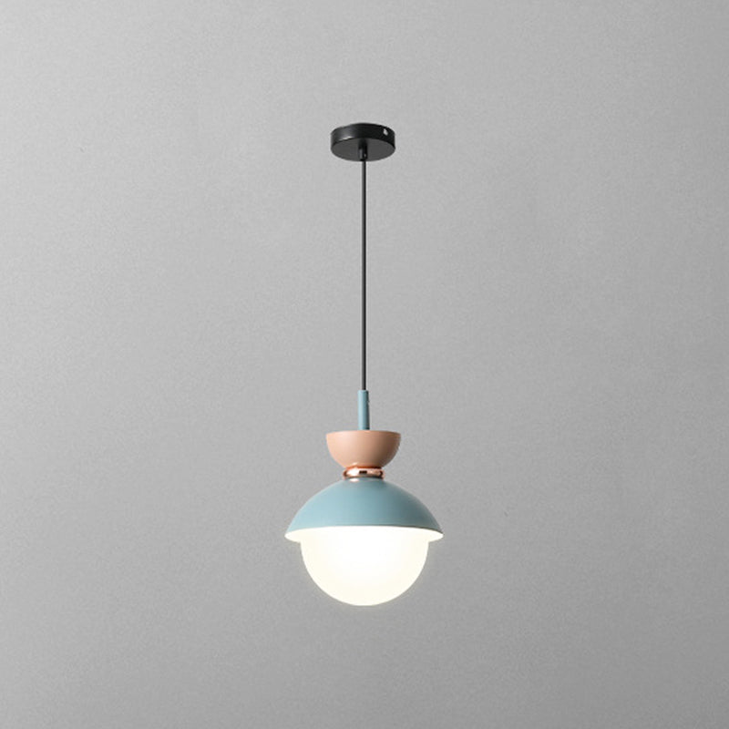 Pendre de chevet de chevet à un seul bulbe Style de macaron petite lumière suspendue avec une teinte en verre