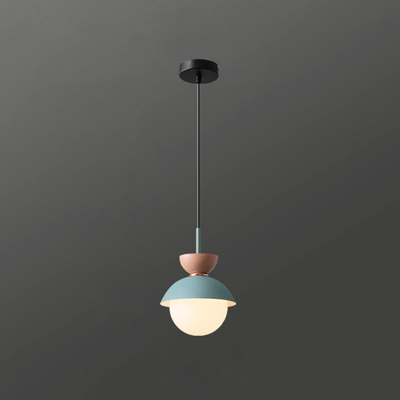 Pendre de chevet de chevet à un seul bulbe Style de macaron petite lumière suspendue avec une teinte en verre