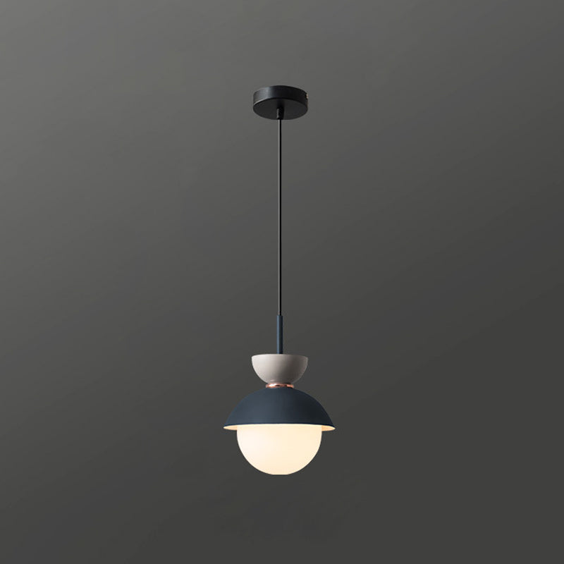 Pendre de chevet de chevet à un seul bulbe Style de macaron petite lumière suspendue avec une teinte en verre