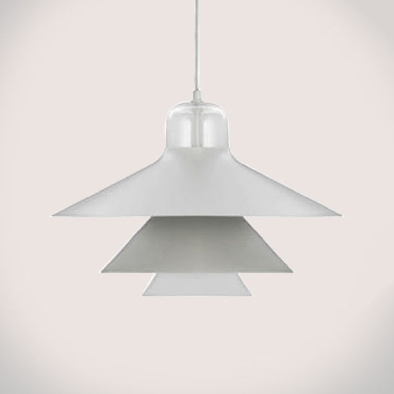 Layered Restaurant Pendant Lamp Metallic Single-Bulb Macaron Hanging Light