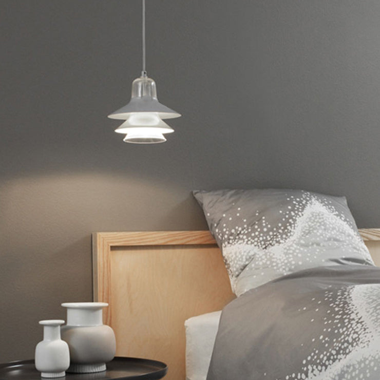 Layered Restaurant Pendant Lamp Metallic Single-Bulb Macaron Hanging Light