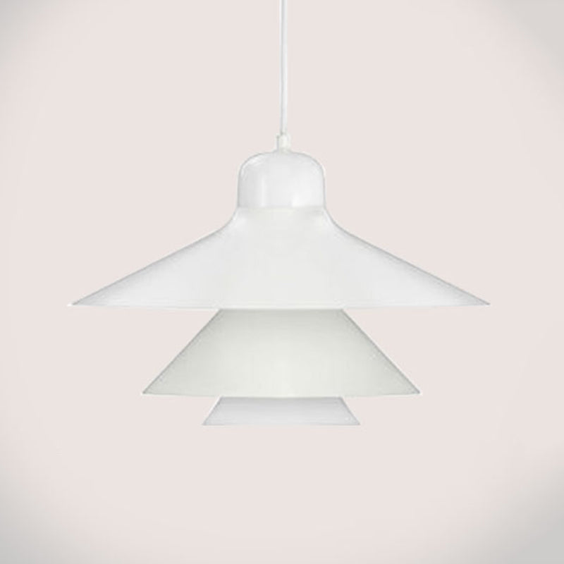 Layered Restaurant Pendant Lamp Metallic Single-Bulb Macaron Hanging Light