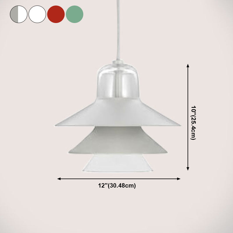 Layered Restaurant Pendant Lamp Metallic Single-Bulb Macaron Hanging Light