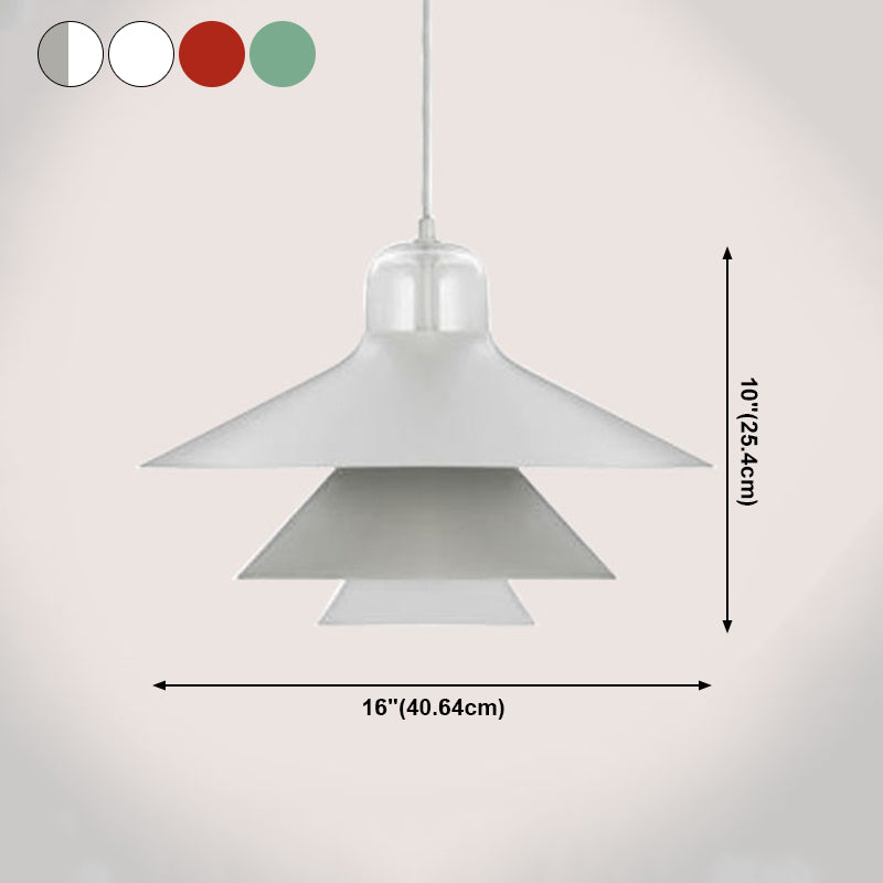 Layered Restaurant Pendant Lamp Metallic Single-Bulb Macaron Hanging Light