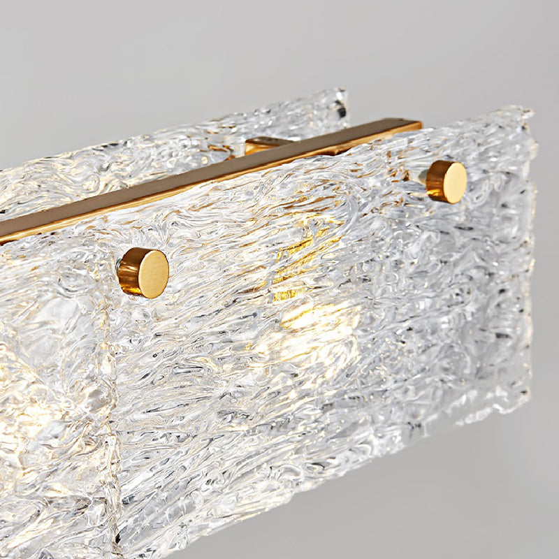 Accesorio de iluminación de isla de vidrio rectangular simplicidad lámpara de araña de isla transparente