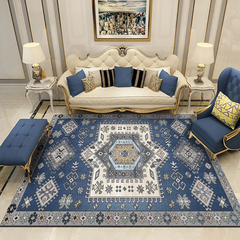 Bohemian Carpet Indoor Medallion Carpet Stain Resistant Carpet for Living Room