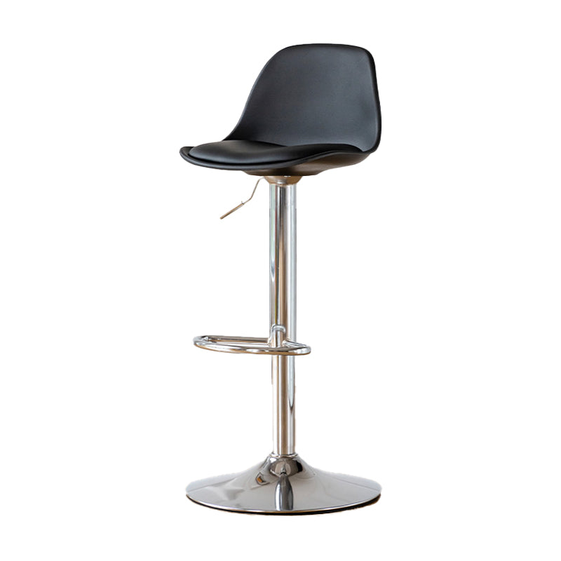 Scandinavian Adjustable Height Counter Stools Metal Leather Swivel Low Back Bar Stools