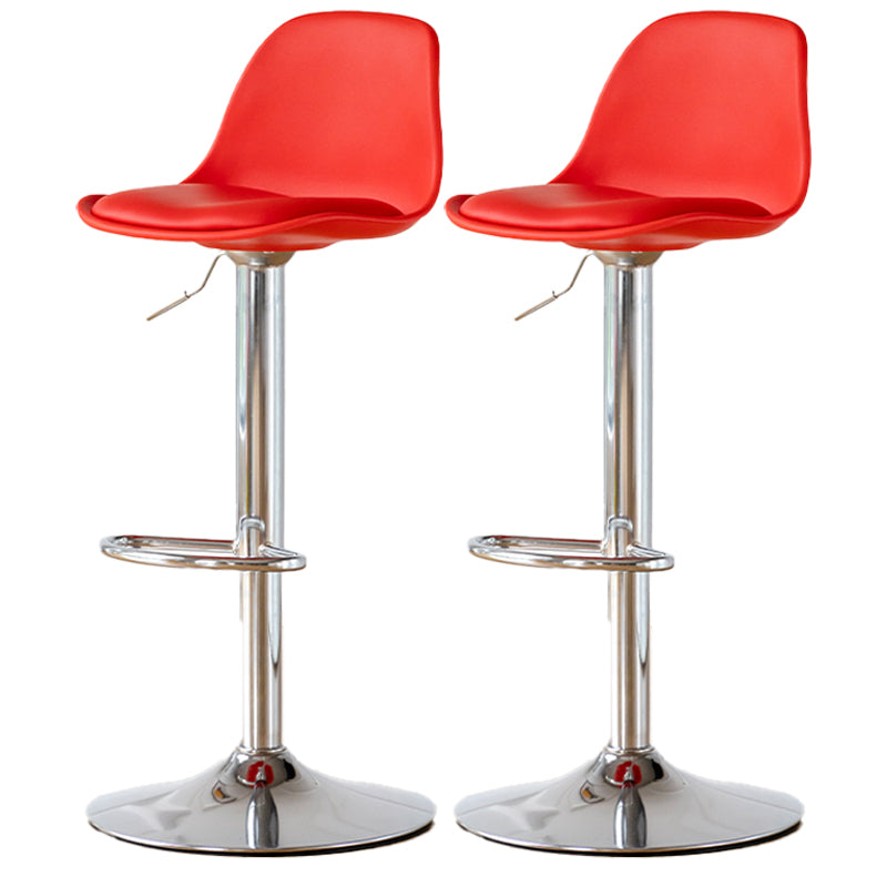Scandinavian Adjustable Height Counter Stools Metal Leather Swivel Low Back Bar Stools