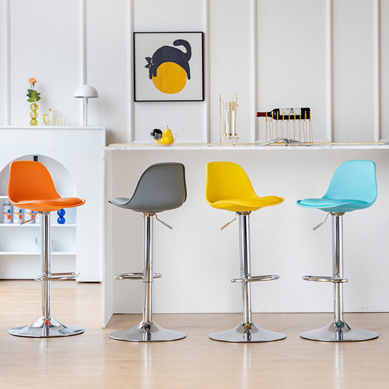 Scandinavian Adjustable Height Counter Stools Metal Leather Swivel Low Back Bar Stools