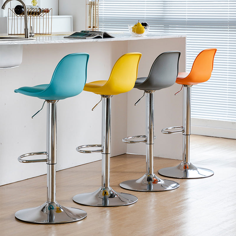 Scandinavian Adjustable Height Counter Stools Metal Leather Swivel Low Back Bar Stools