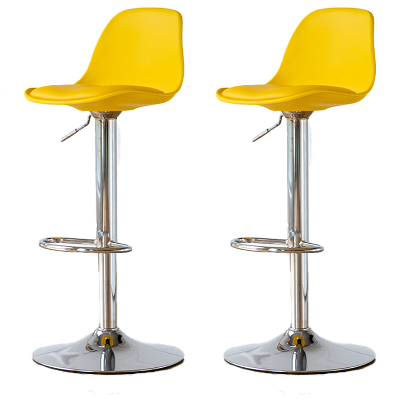 Scandinavian Adjustable Height Counter Stools Metal Leather Swivel Low Back Bar Stools