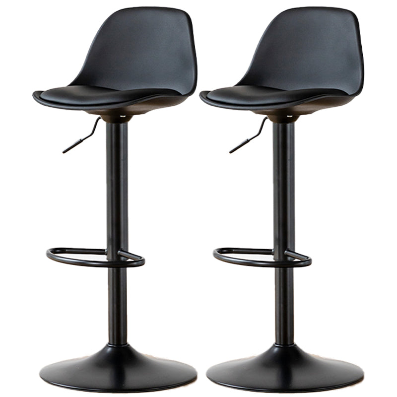 Scandinavian Adjustable Height Counter Stools Metal Leather Swivel Low Back Bar Stools