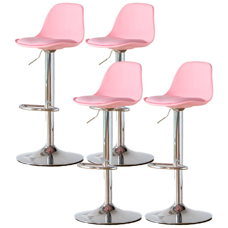 Scandinavian Adjustable Height Counter Stools Metal Leather Swivel Low Back Bar Stools