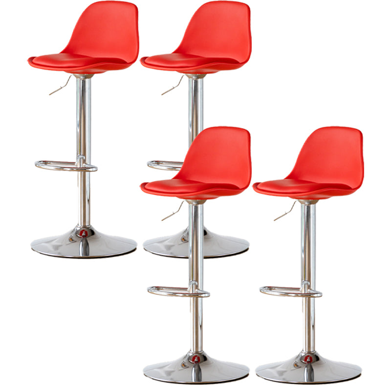 Scandinavian Adjustable Height Counter Stools Metal Leather Swivel Low Back Bar Stools
