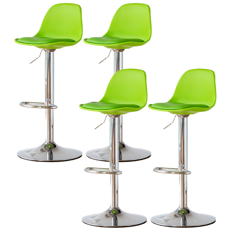 Scandinavian Adjustable Height Counter Stools Metal Leather Swivel Low Back Bar Stools
