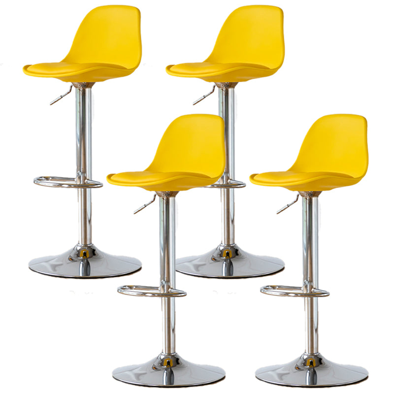 Scandinavian Adjustable Height Counter Stools Metal Leather Swivel Low Back Bar Stools