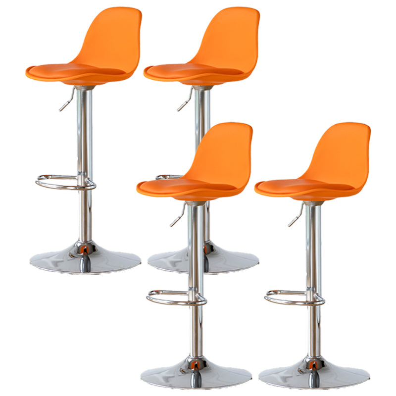 Scandinavian Adjustable Height Counter Stools Metal Leather Swivel Low Back Bar Stools