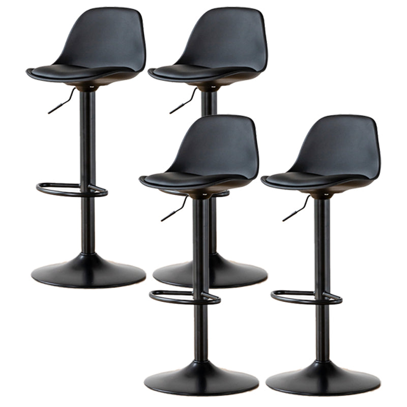 Scandinavian Adjustable Height Counter Stools Metal Leather Swivel Low Back Bar Stools