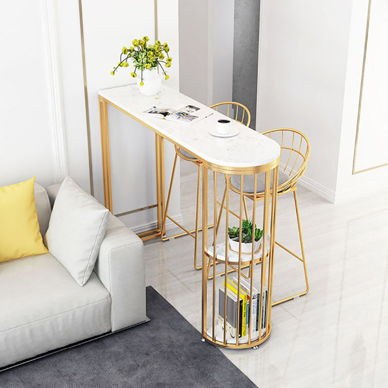 Restaurant Glam Style Marble Bar Table 42-inch Height Gold Base Bar Table