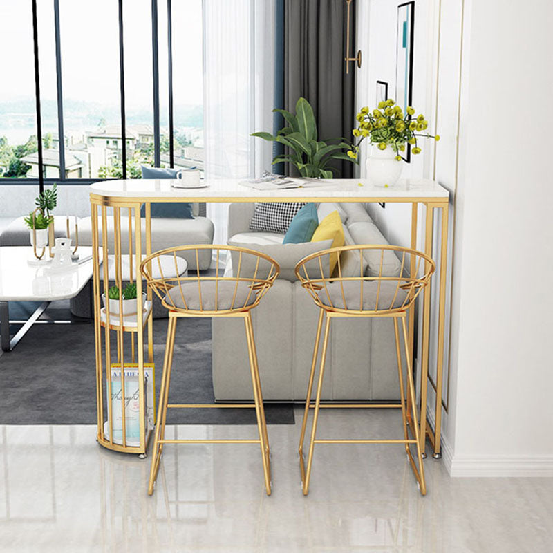 Restaurant Glam Style Marble Bar Table 42-inch Height Gold Base Bar Table