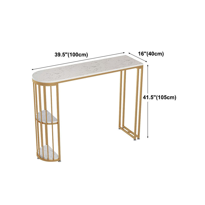Restaurant Glam Style Marble Bar Table 42-inch Height Gold Base Bar Table