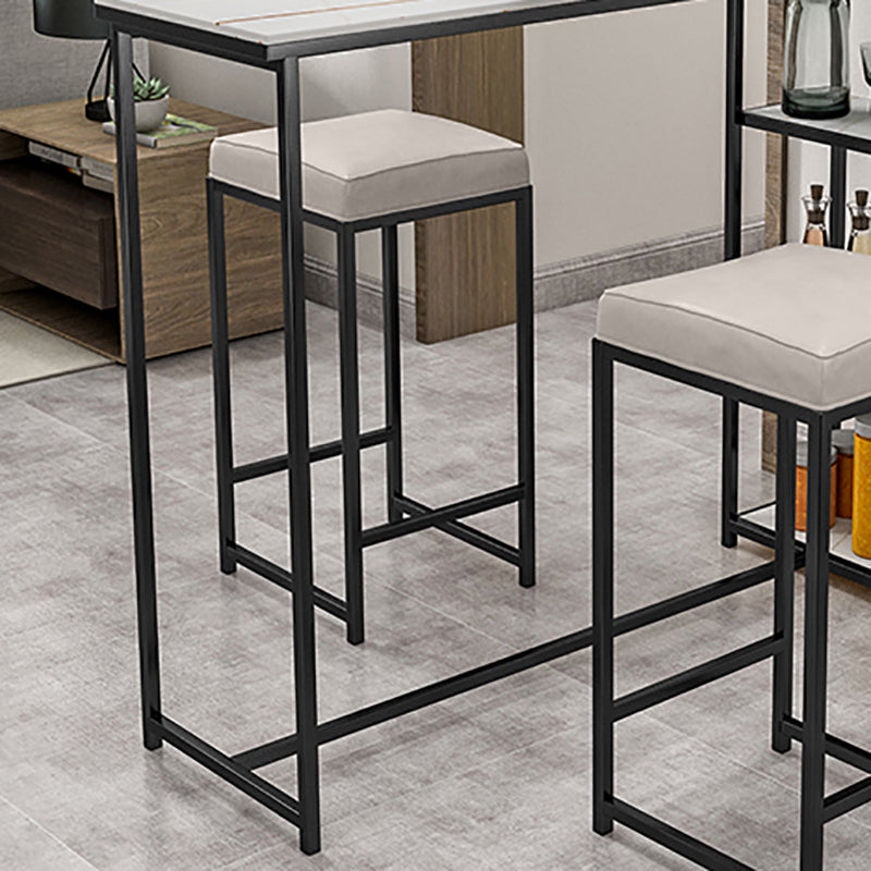 Glam Rectangle Indoor Bar Dining Table Iron Trestle Pedestal Bistro Table with Shelve