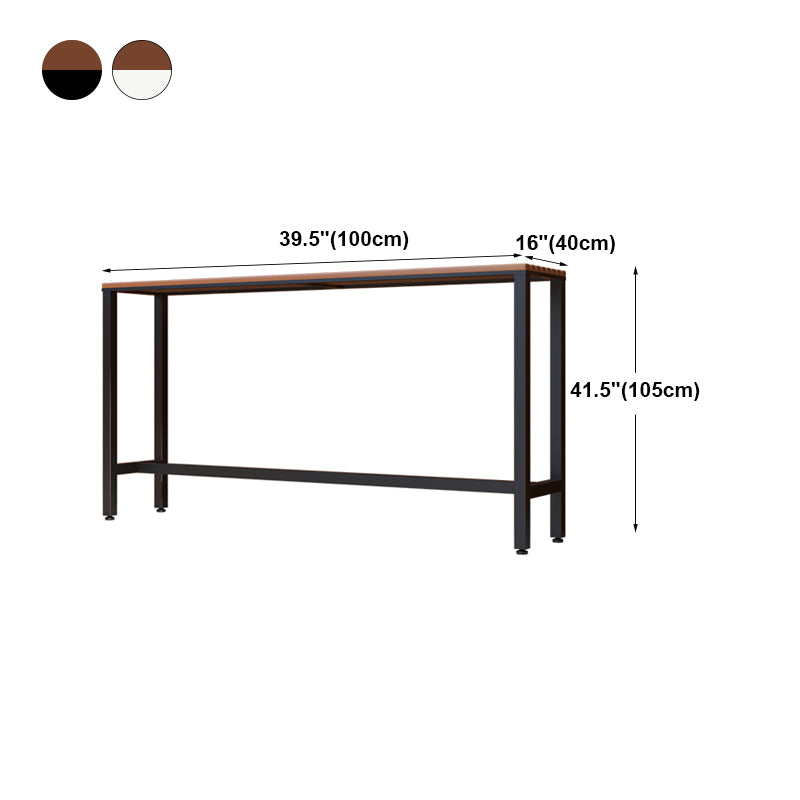 Outdoor Wood Rectangle Bar Height Table Modern Brown Trestle Bistro Bar Table