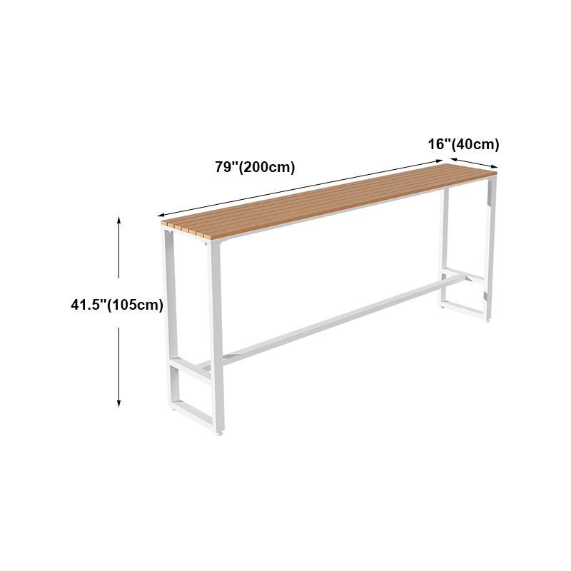 White Modern Pub Height Dining Table Outdoor Wood Footrest Bar Height Cocktail Table