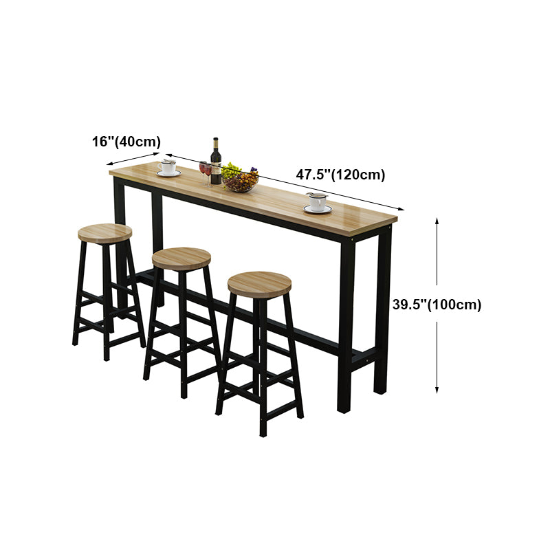 Black and Natural Bistro Accent Dining Table Wood and Metal Cocktail Bar Table