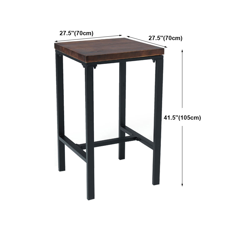 Modern Squared Bar Dining Table Indoor Wood Bar Height Table with Iron Base 42-Inch Top
