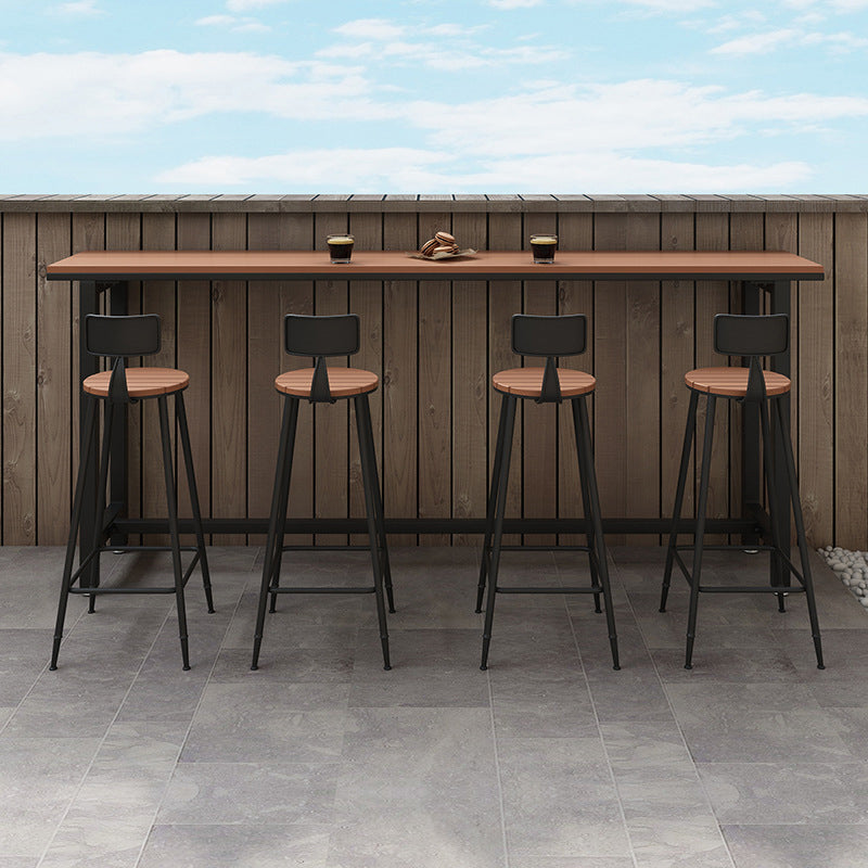 Balcony Rectangle Modern Pub Bar Table Footrest Trestle Wood Bar/Dinette Table