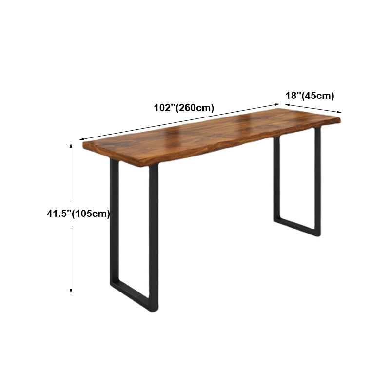 Indoor Rectangle Sled Bistro Accent Dining Table Wood Modern Cocktail Bar Table in Brown