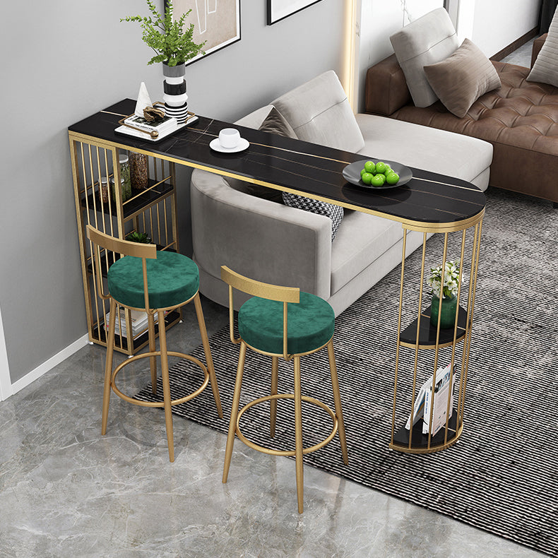 Modern Bar Dining Table Indoor Bar Height Table with Iron Base 42-Inch Top