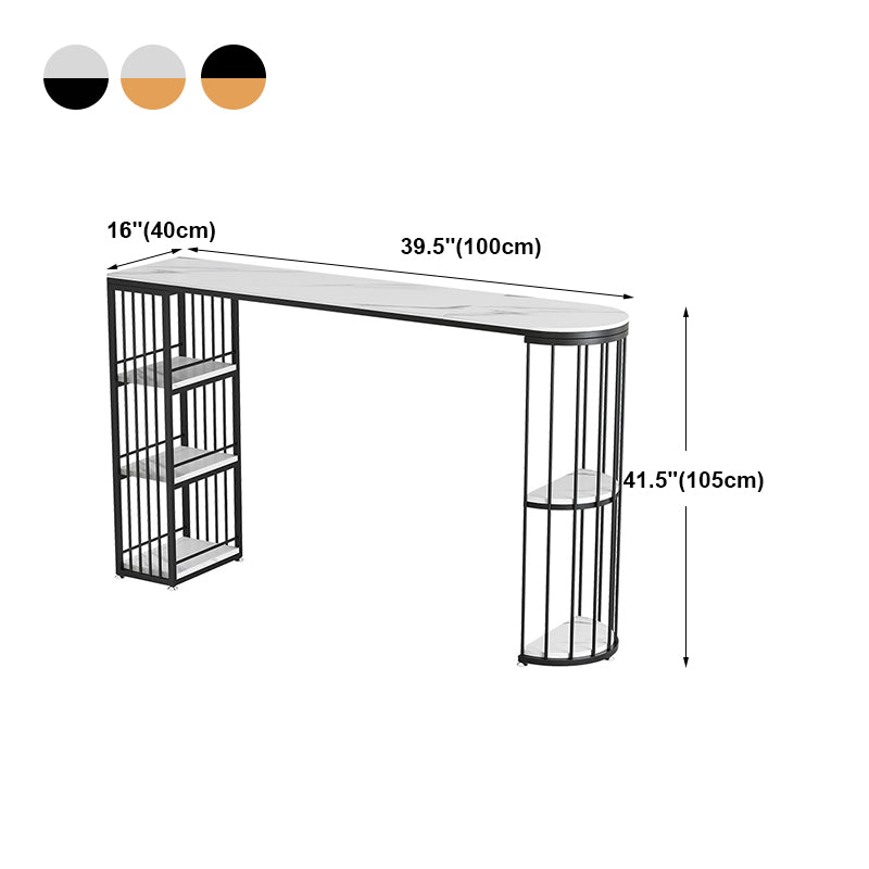 Modern Bar Dining Table Indoor Bar Height Table with Iron Base 42-Inch Top